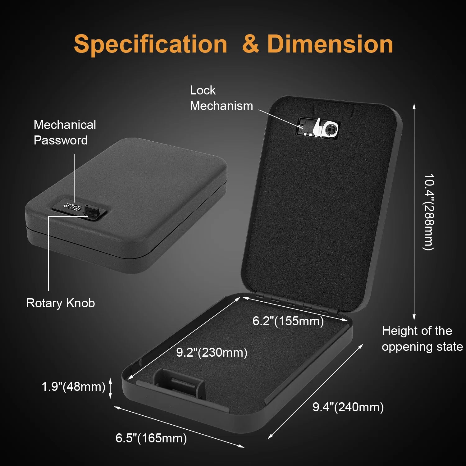 Dialing Wheel Password Gun Safe Box &ndash; Three Digit Security