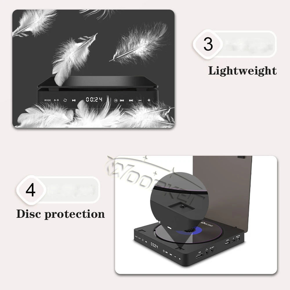 Woopker KC-708 Portable DVD Player with 1080p HD, USB &amp; AV Connectivity