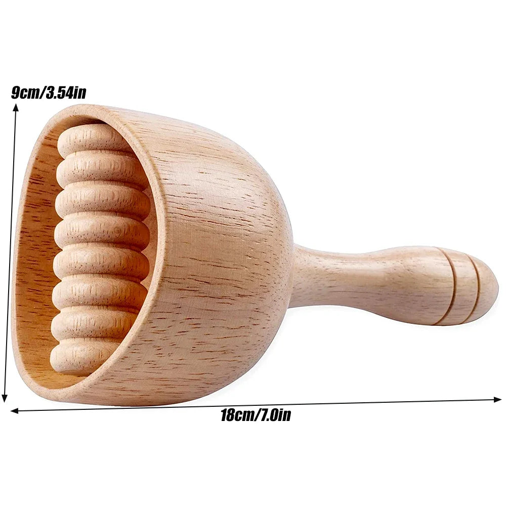 Wooden Therapy Cup with Roller &ndash; Natural Body Shaping Massage Tool