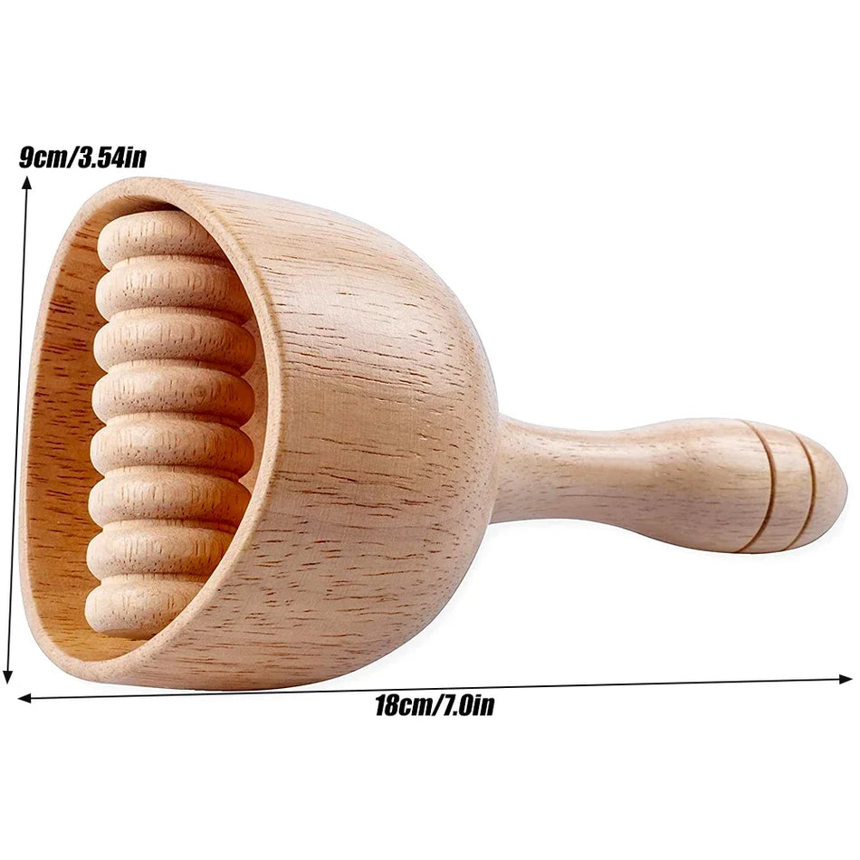 Wooden Therapy Cup with Roller &ndash; Natural Body Shaping Massage Tool