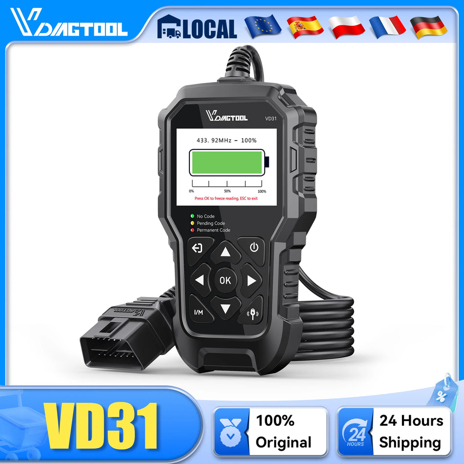 Leitor de Códigos de Falha do Motor VDIAGTOOL OBD2 com Dados em Tempo Real para Carros de 1996 em diante