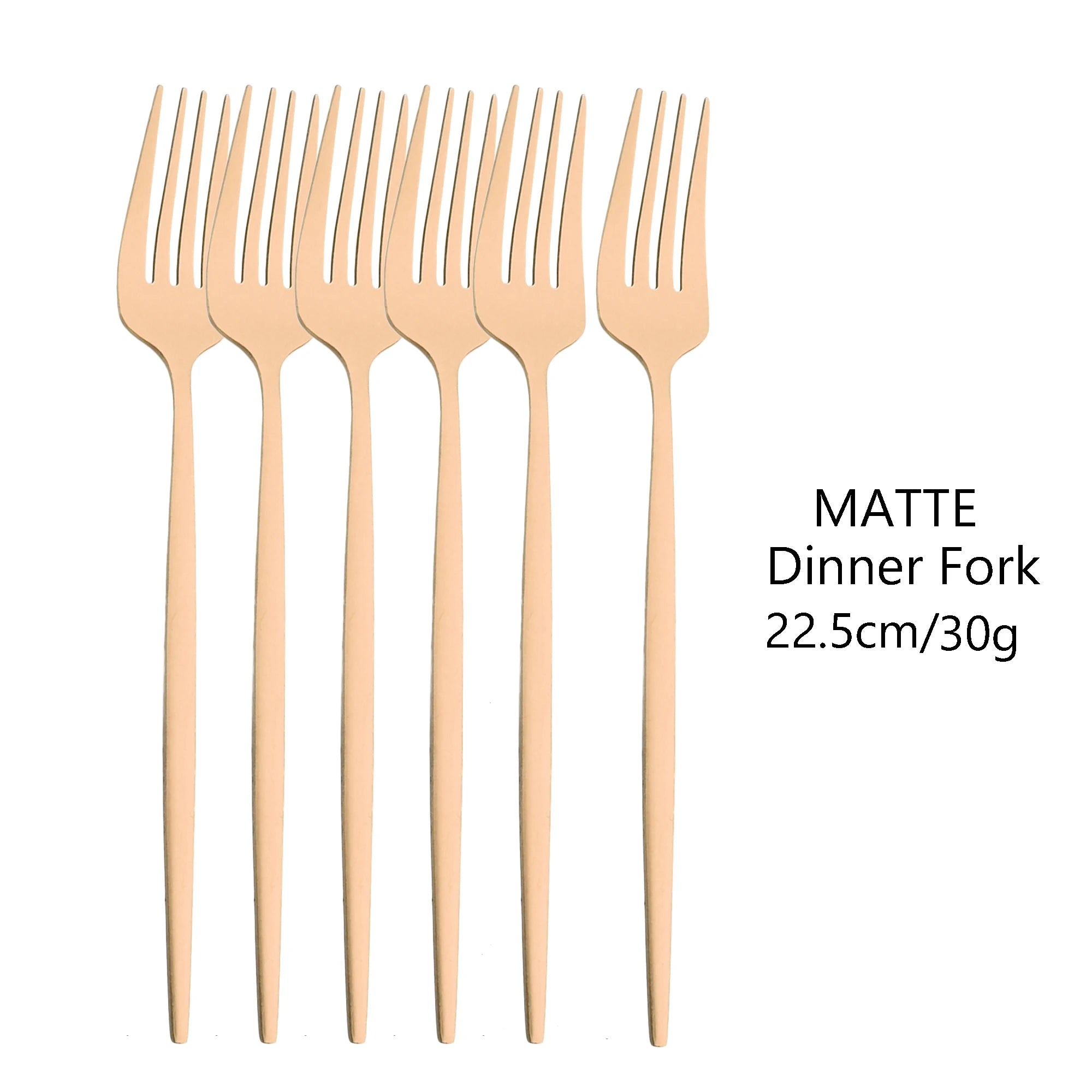 KNGZI 6Pcs Matte Stainless Steel Dinner Fork Set &ndash; Eco-Friendly Design Rose