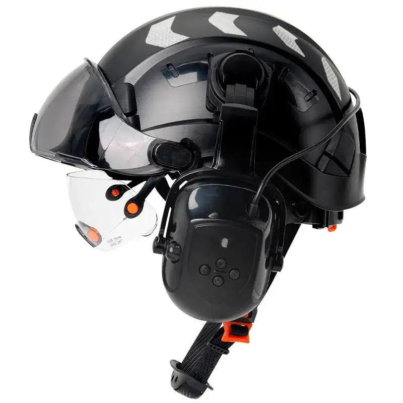 SF06 CR08 Construction Helmet Bluetooth 5.0 &ndash; Noise Guard Black with earmuffs