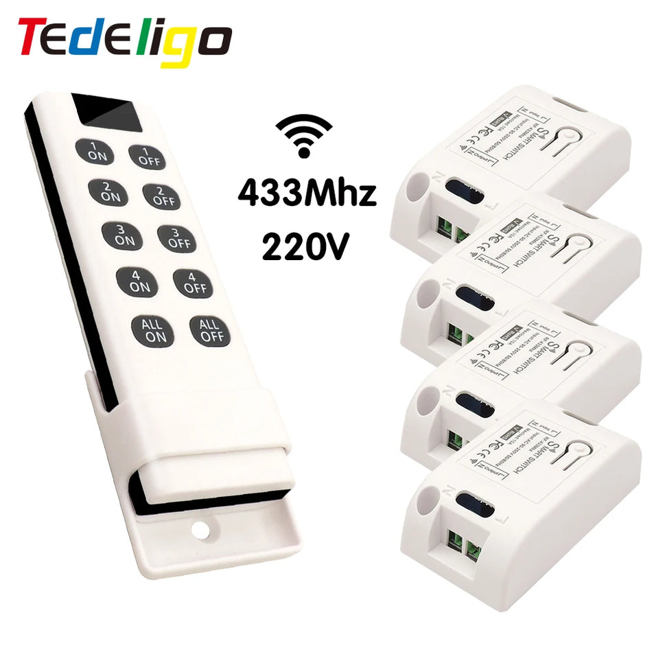 Interruptor de Luz Sem Fios RF 433MHz Unidade de Relé Remota On Off para AC 220V