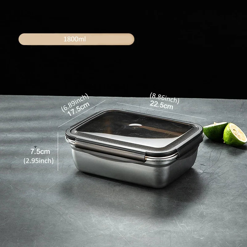 304 Stainless Steel Versatile Bento Box - Multiple Sizes Available 1800ml