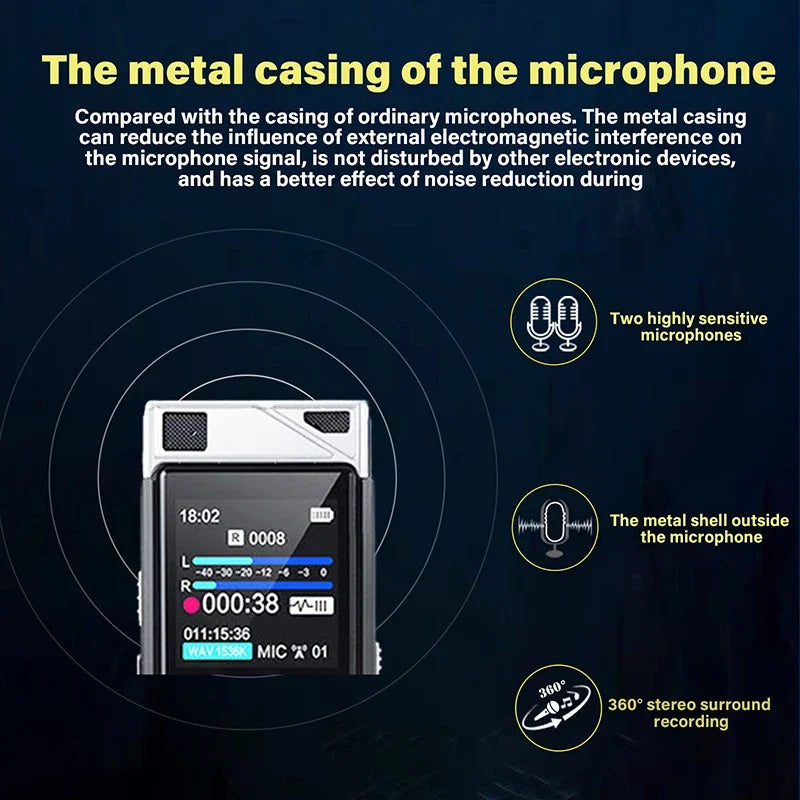 STTWUNAKE AI Noise Reduction Recorder &ndash; Playback Capable