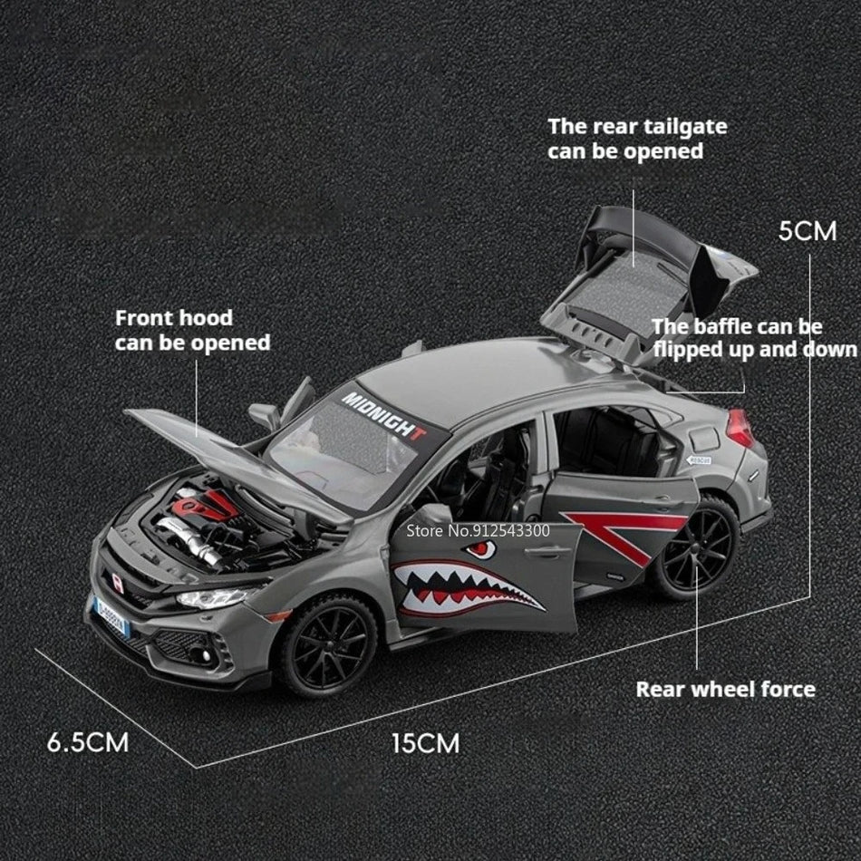 Model de mașină diecast la scară 1:32 cu caroserie din aliaj pentru Honda Civic Type R