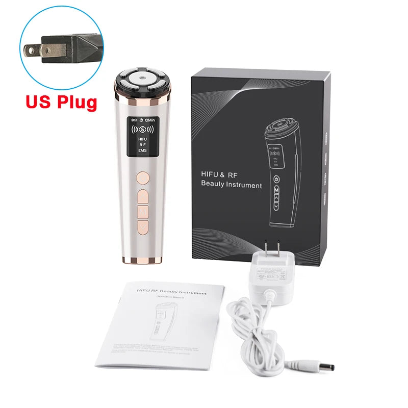 Hifu Face Lifting Facial Massage EMS Facial Microcurrent Skin Rejuvenation Anti-aging Facial Lifting Massager Mini Hifu Machine US Plug 110V