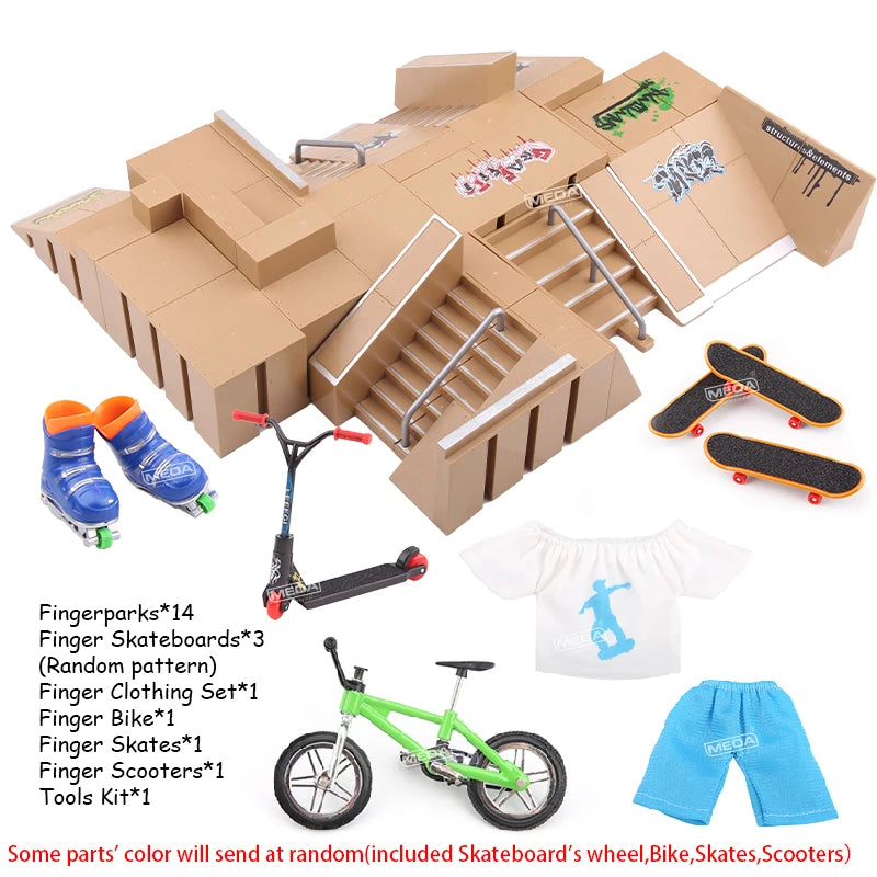 MEOACE Finger Skateboard Ramp Set &ndash; Fun Mini Skatepark Kit D 22in1
