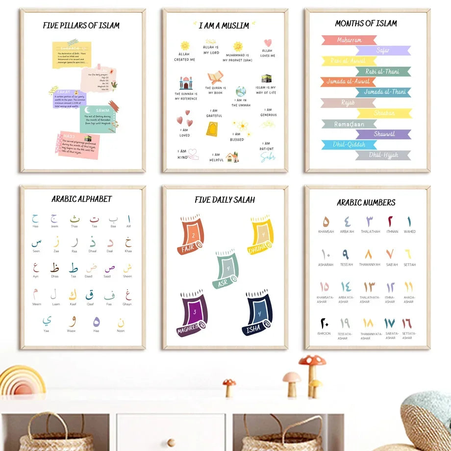 Islamic Arabic Educational Nursery Wall Art Prints