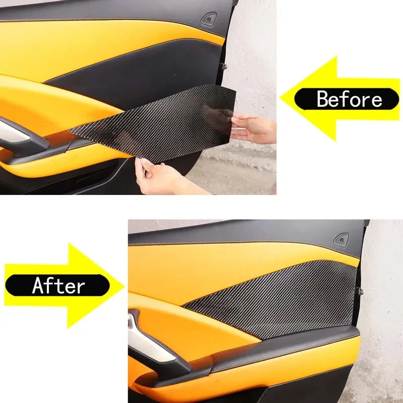 Adesivo per pannello porta in fibra di carbonio Chevy Corvette C7 2014 2019