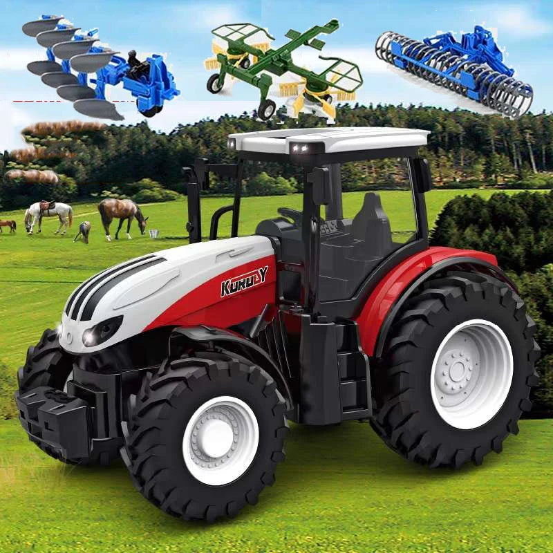 CONUSEA 1-24 RC Farm Tractor With Lights, 2.4G Remote, Metal And Plastic