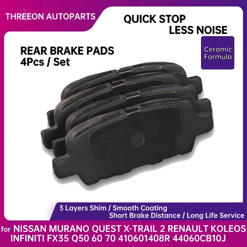 THREEON Ceramic Rear Brake Pad Murano &ndash; Quiet Braking