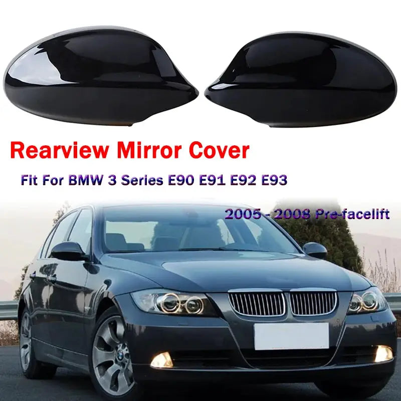 Rearview Mirror Cover Glossy Black for BMW 3 Series E90 E91 E92 E93 Pre-Facelift by InterCyprus Trading Ltd