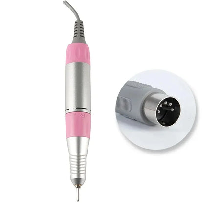 Electric Nail Drill Pen Handle &ndash; Multi Hole Compatibility Silver Pink