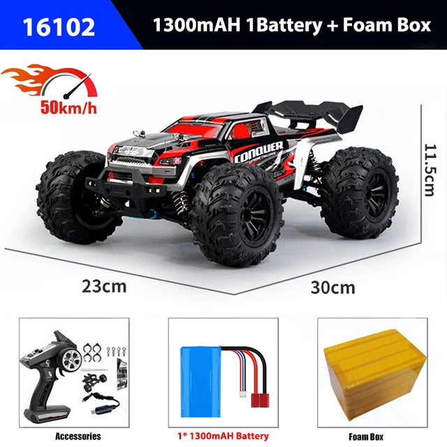 1/16 70KM/h 4WD RC Car &ndash; Ultra Fast Brushless Motor Racing 16102 Red