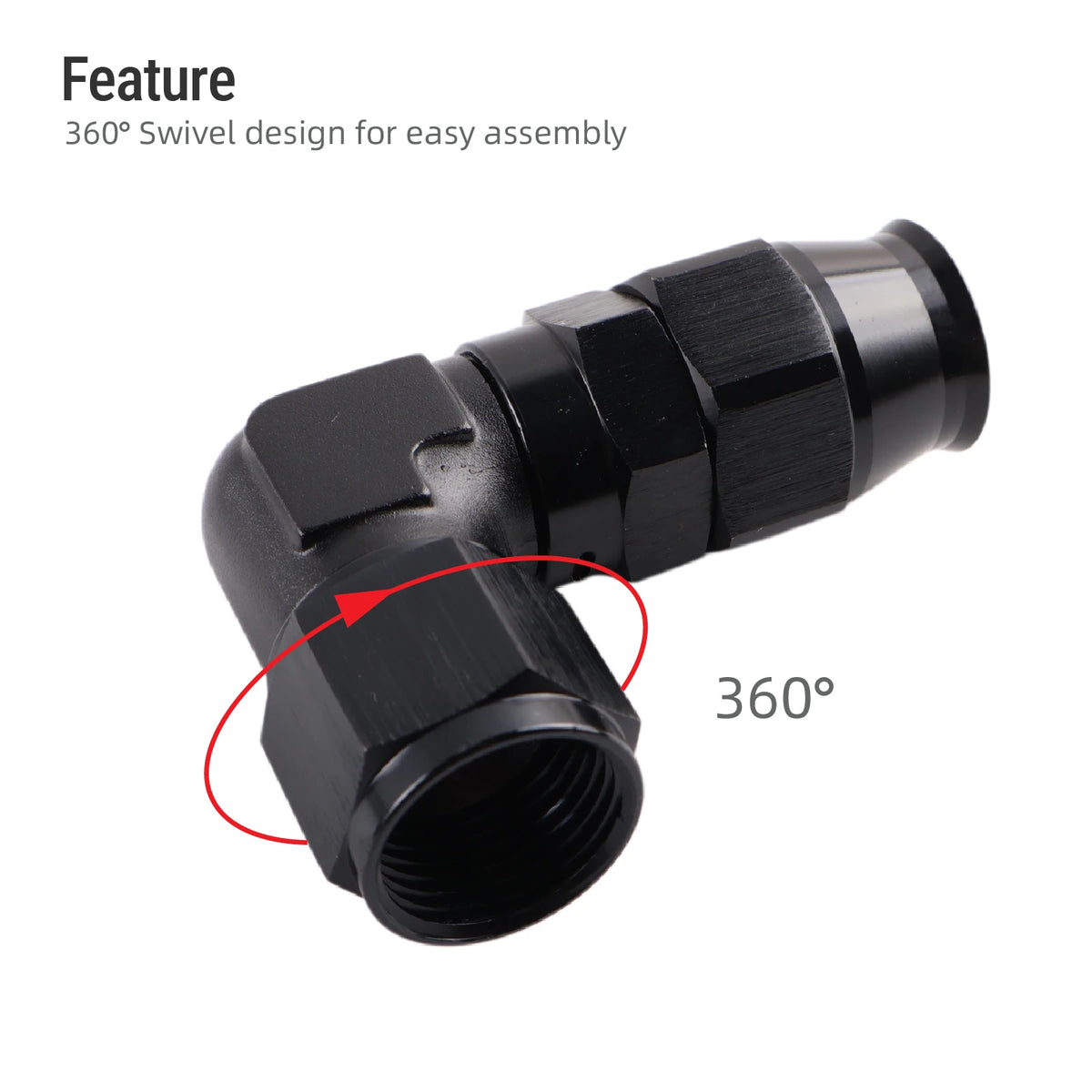 Forged Aluminum PTFE Hose Swivel Fitting With 90 Degree Bend For AN4 To AN10 by InterCyprus Trading Ltd