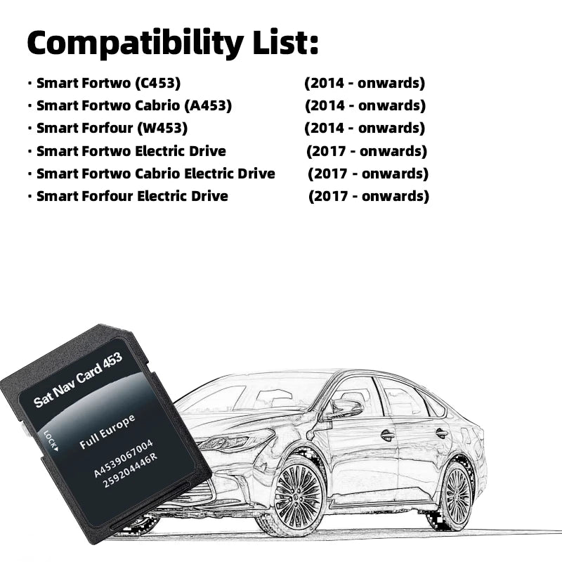 A4539067004 16GB SD Card For Smart 453 &ndash; Europe Maps