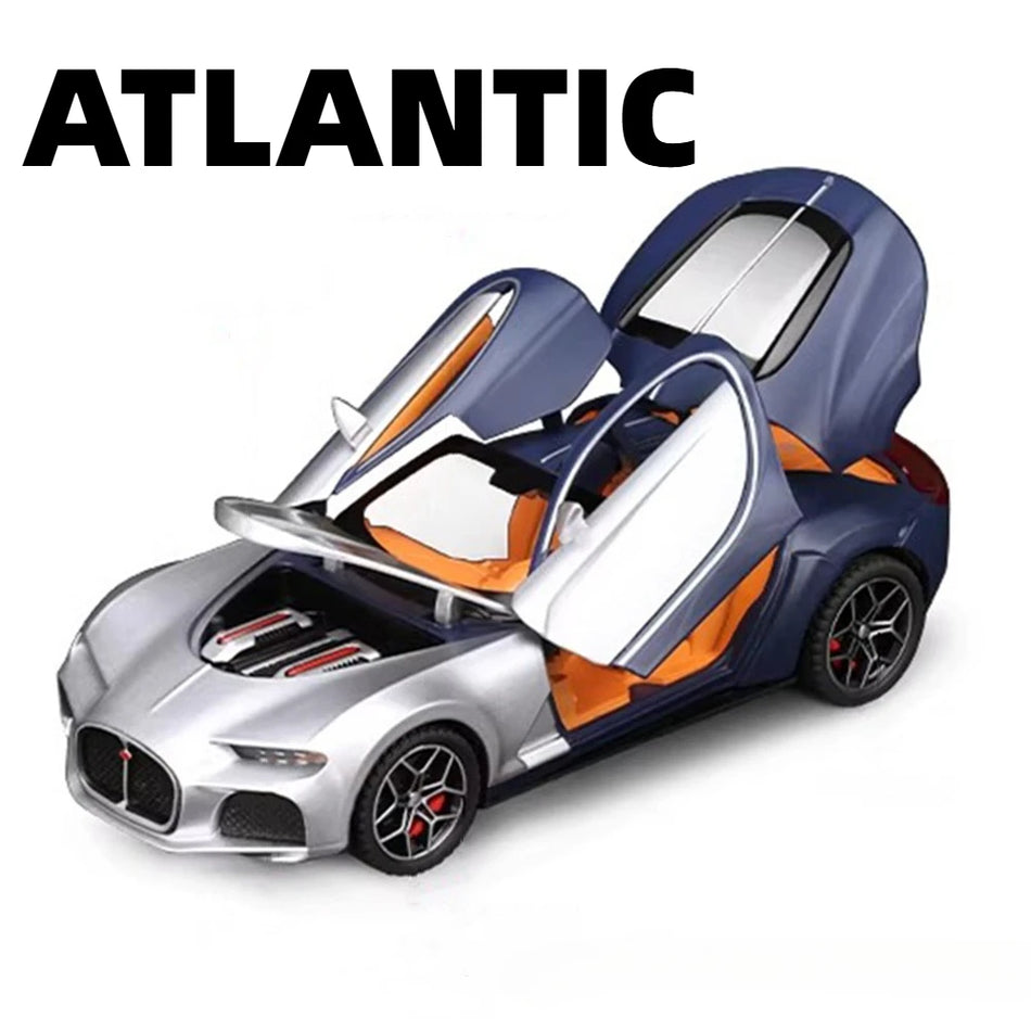 Model de mașină din aliaj turnat, jucărie cu sunete, lumini și acțiune de retragere, supercar.