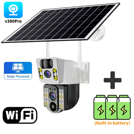 8MP HD Solar Camera WIFI Smart Home Security Protection Home 360 Monitor 4K 4G SIM Card Outdoor with Battery V380 Pro 4G Network WIFI Cam No Card