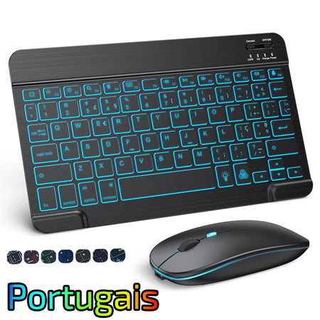 10 Inch Backlit iPad Keyboard and Mouse &ndash; Long Battery Life Portuguese