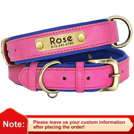 Personalised Leather ID Collar with Free Engraving for Dogs