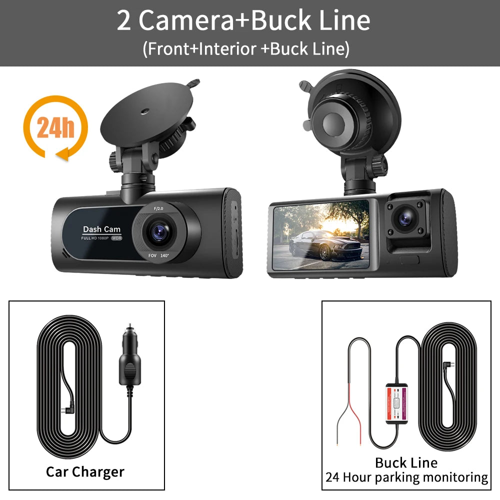 3 Channel Car DVR HD 1080P &ndash; Triple Lens Full Coverage Recording 2 Camera - BL / 32G