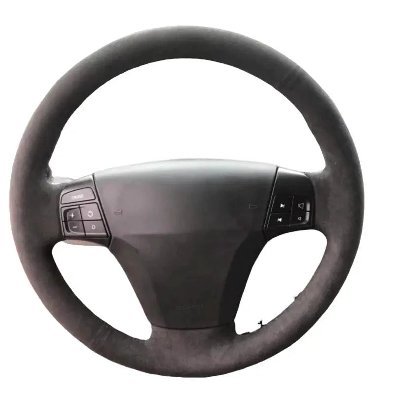Steering Wheel Cover Black Suede Leather Hand Stitched For Volvo S40 V50 2005-2012 by InterCyprus Trading Ltd
