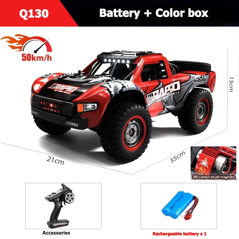 Teranty JJRC Q130 1:14 4WD Brushless RC Car - High-Speed Drift Monster Truck Red-50km 1B
