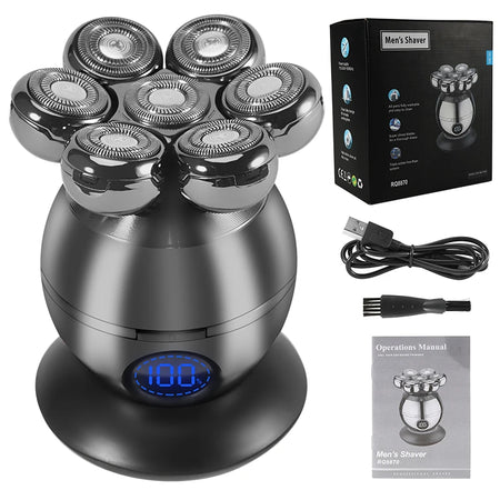 5-in-1 Waterproof Electric Head Shaver for Bald Men with Floating Cutter and Grooming Attachments Standard-Box / CHINA