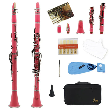 SLADE Bb 17 Keys Bakelite Clarinet &ndash; Includes Box Reed Pink