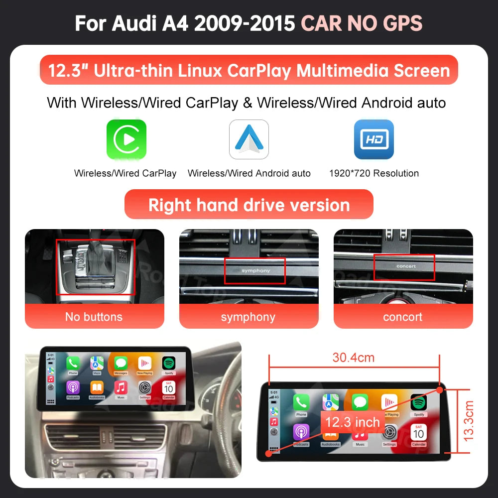 RoadTop 1920x720 Wireless CarPlay &ndash; Airplay Mirror Link 12.3 CAR NO GPS RHD / CZECH REPUBLIC