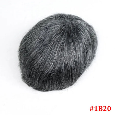Bfirehair 0.08-0.10MM Full Skin PU Men&rsquo;s Toupee with V Loop Remy Hair 1B20 / 6 inches / CN|8x10|free