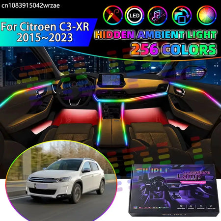For Citroen C3-XR 2015~2023 C3L Saipa Sialk RGB Car Interior Ambient Lights Strips Breathing Lighting Kit App Control LED strips by InterCyprus Trading Ltd