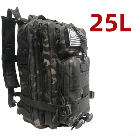 Thuram 25L/50L Waterproof Nylon Trekking Backpack for Outdoor Adventures 25L (Camo black)