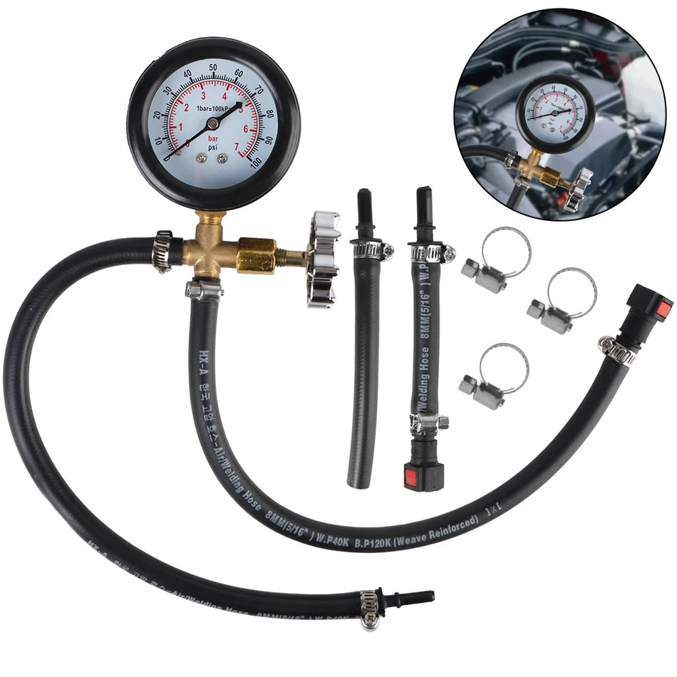 Automobilio alyvos slėgio matuoklis 0-7 Bar, su 6.3 ir 9.49 sąsajos adapteriais
