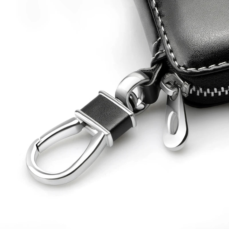 Premium Leather Car Key Case Cover with Keychain for Mercedes Benz Models - B/C/E Class, A Class, C200L, GLC, GLK, CLA, GLA