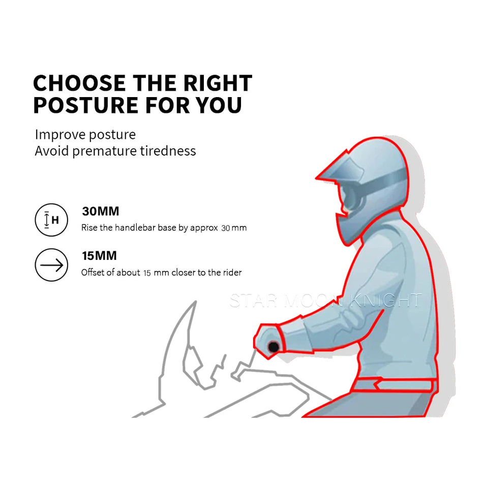 Kit Elevador de Guiador CFMOTO 800MT com Extensão de Abraçadeira Elevadora e Extensão de Mangueira de Travão de 3 cm