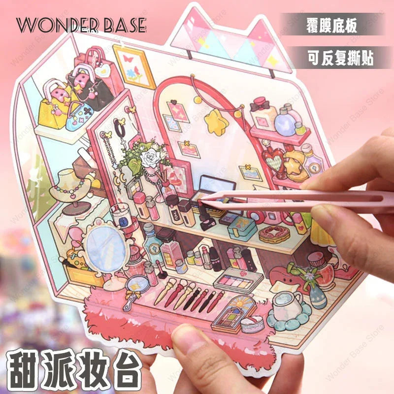 3D DIY Plus Size Corner Desk Miniature Sticker Set for Creative Play