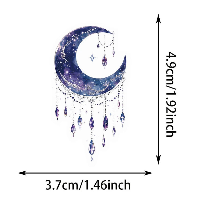 Fantasy Aesthetic Moon Stickers - 50PCS Crystal Gemstone Star Decals