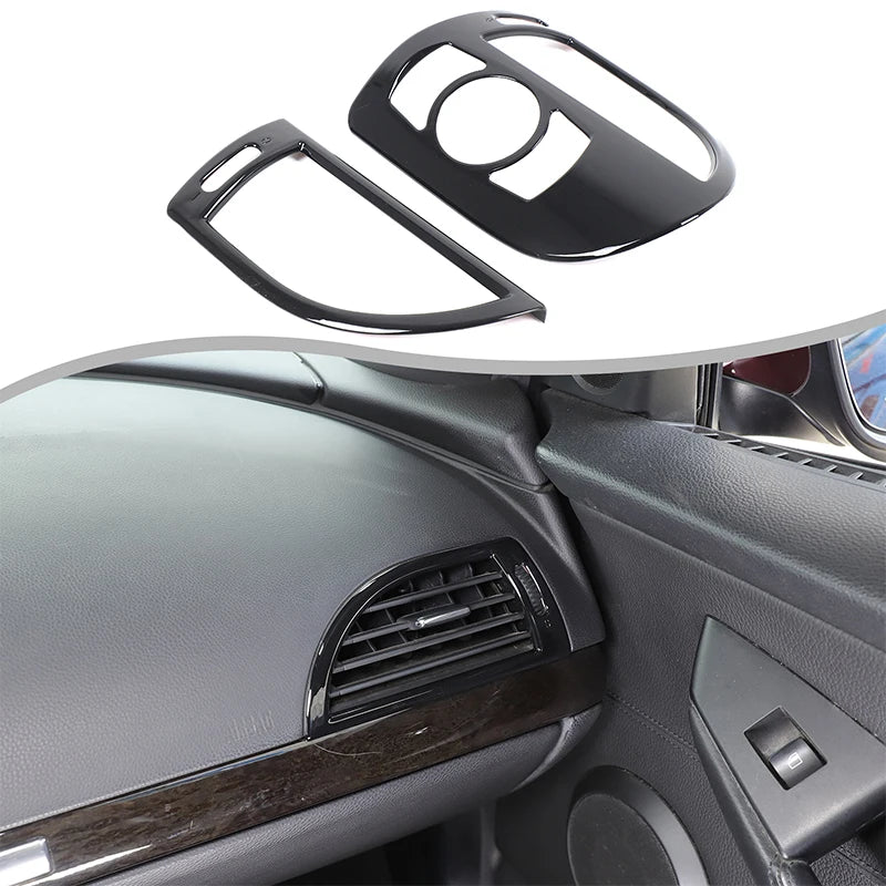 Moldura de Saída de Ar Brilhante em ABS Preto para BMW Série 6 E63 E64