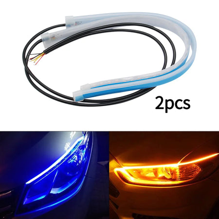 2Pcs 12V LED DRL Light Strip &ndash; Waterproof And Flexible blue to yellow / 2 piece / 60CM
