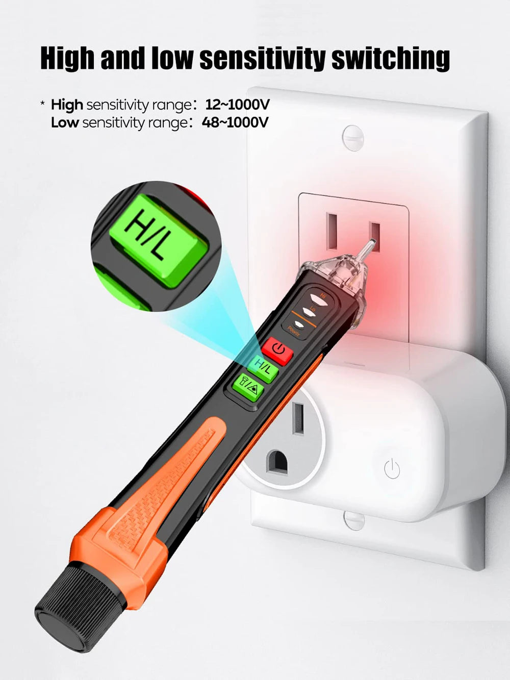 Non-Contact Voltage Detector AC Tester 12-1000V | Smart Breakpoint Finder with Flashlight