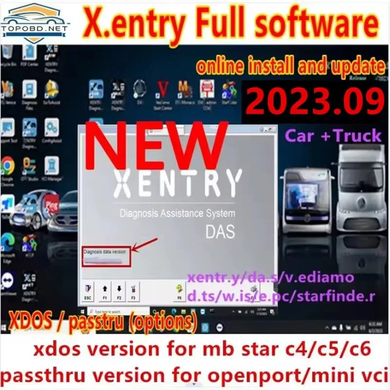 Softvér pre diagnostický systém Mercedes-Benz Star SD C4 C5 C6 Xentry DAS Upgrade Online