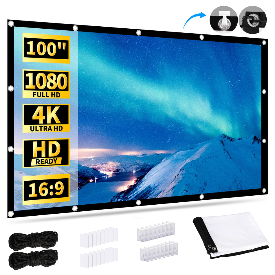 16X9 HD Fällbar Projektionsduk Dubbel Sidan 221x125cm