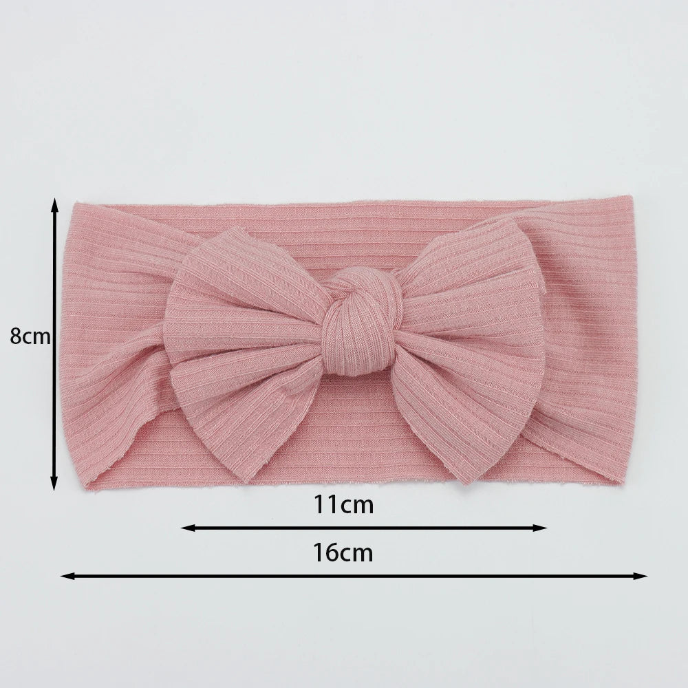 Knit Baby Headband Set - 3 Soft Nylon Bows for Infant Girls