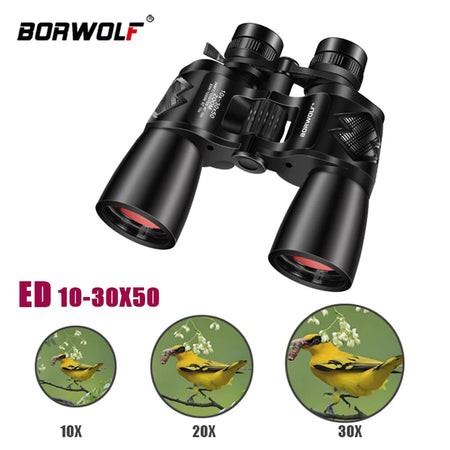 BORWOLF 10-30X50 Binoculars &ndash; HD Zoom For Hunting Low Light