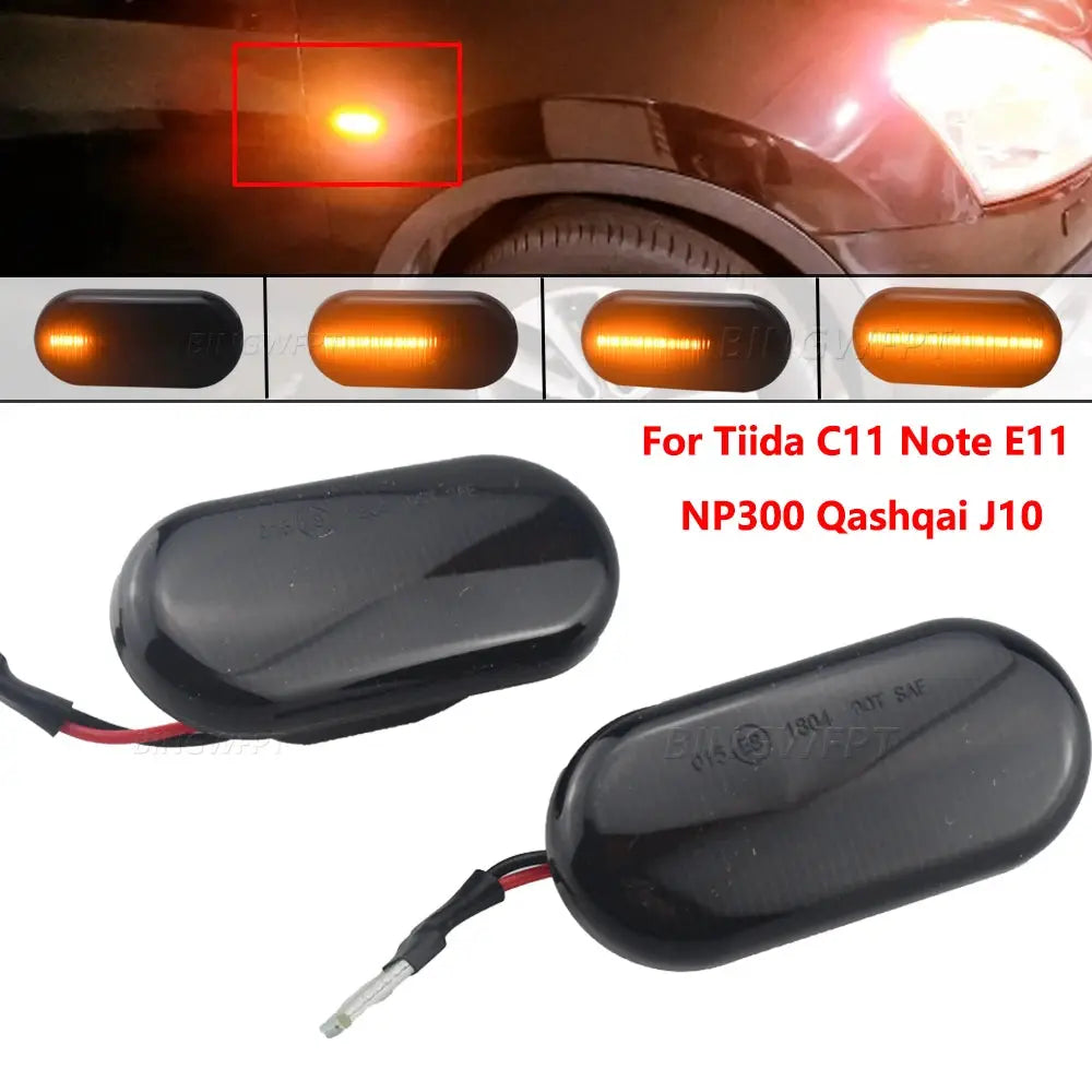 For Nissan Tiida Note Micra Navara Qashqai Cube Camiones Dualis Frontier LED Dynamic Car Blinker Side Marker Turn Signal Lights by InterCyprus Trading Ltd
