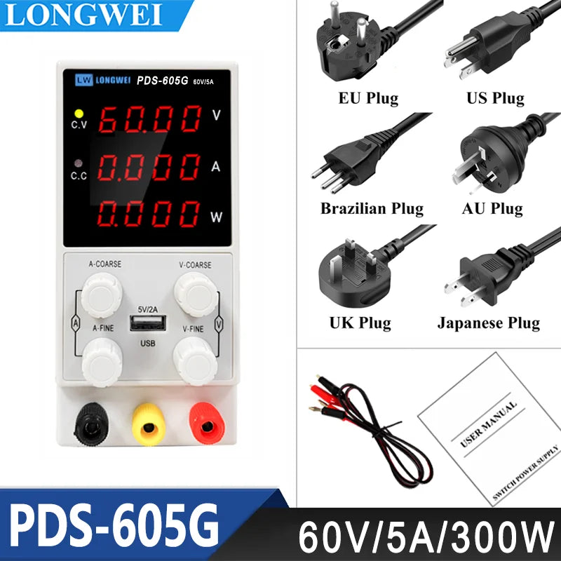 Longwei PDS-3010G - Adjustable 0-30V 10A Lab Bench Power PDS-605G(60V 5A) / CHINA / 110 V