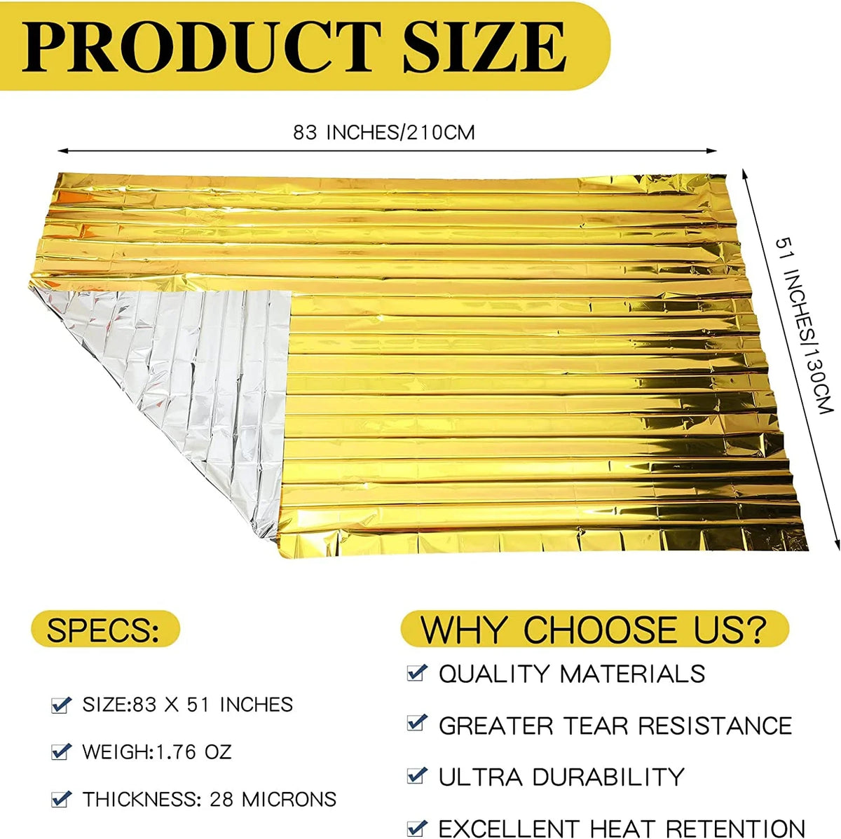 Emergency Thermal Blanket Waterproof &ndash; Heat Lock Safety